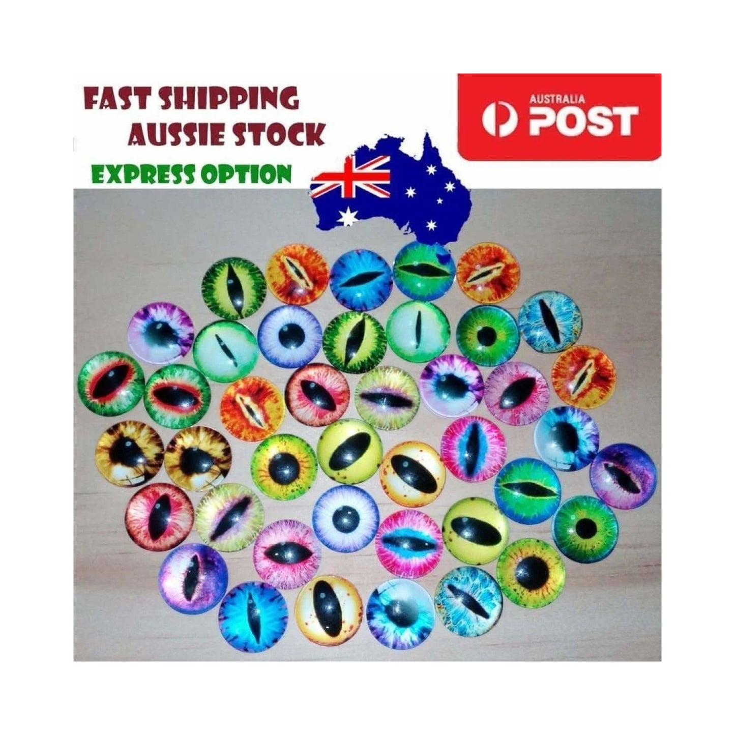 42pcs 18mm Cats Eyes Round Pupils Blue Red Green Glass Doll Eyes Toys Dinosaur - - Asia Sell