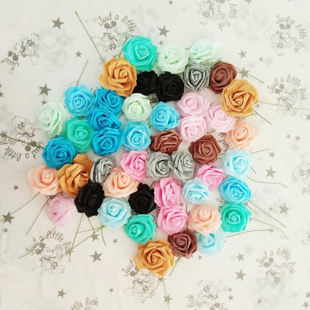 42pcs 7cm Artificial Flowers Mixed Colours Foam Rose Fake Bride Bouquet Wedding - - Asia Sell