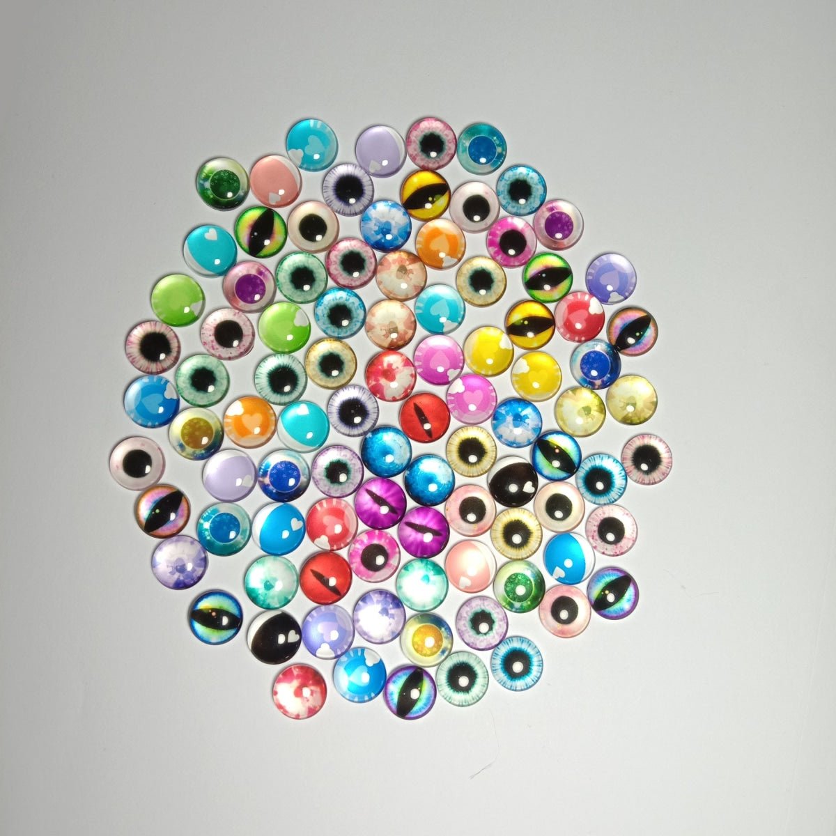 45 Pairs Bright Shiny Colourful 12mm Half Dome Glass Cabochons Flat Back - - Asia Sell