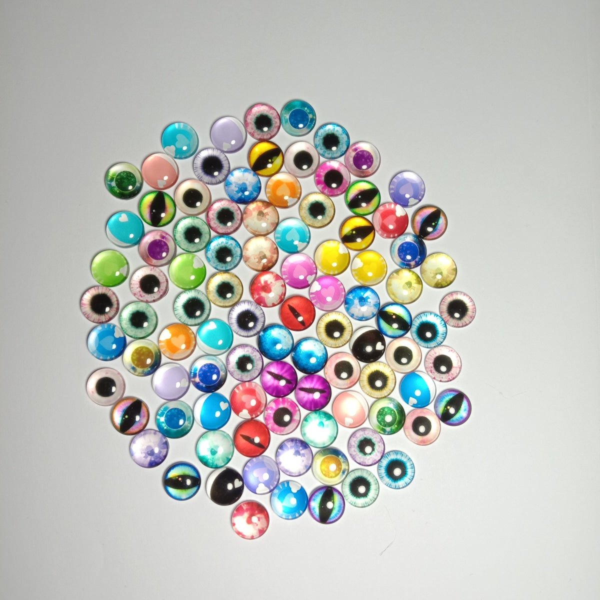 45 Pairs Bright Shiny Colourful 12mm Half Dome Glass Cabochons Flat Back - - Asia Sell