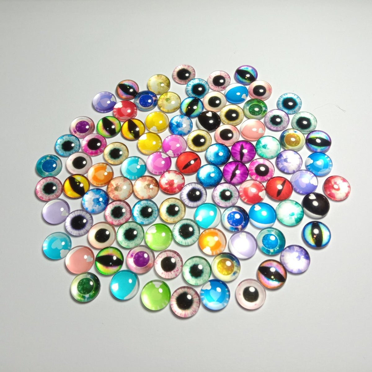 45 Pairs Bright Shiny Colourful 12mm Half Dome Glass Cabochons Flat Back - - Asia Sell