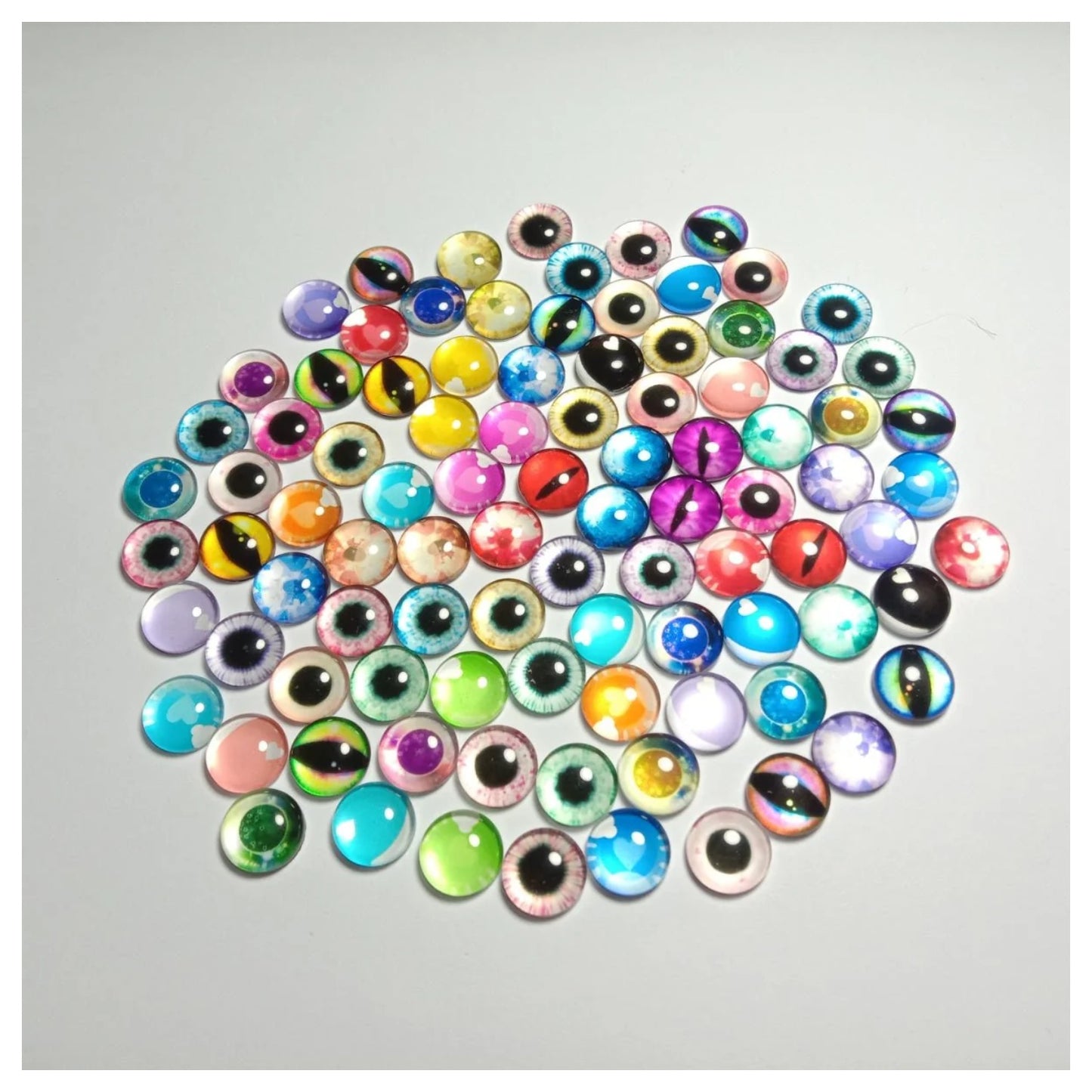 45 Pairs Bright Shiny Colourful 12mm Half Dome Glass Cabochons Flat Back - - Asia Sell