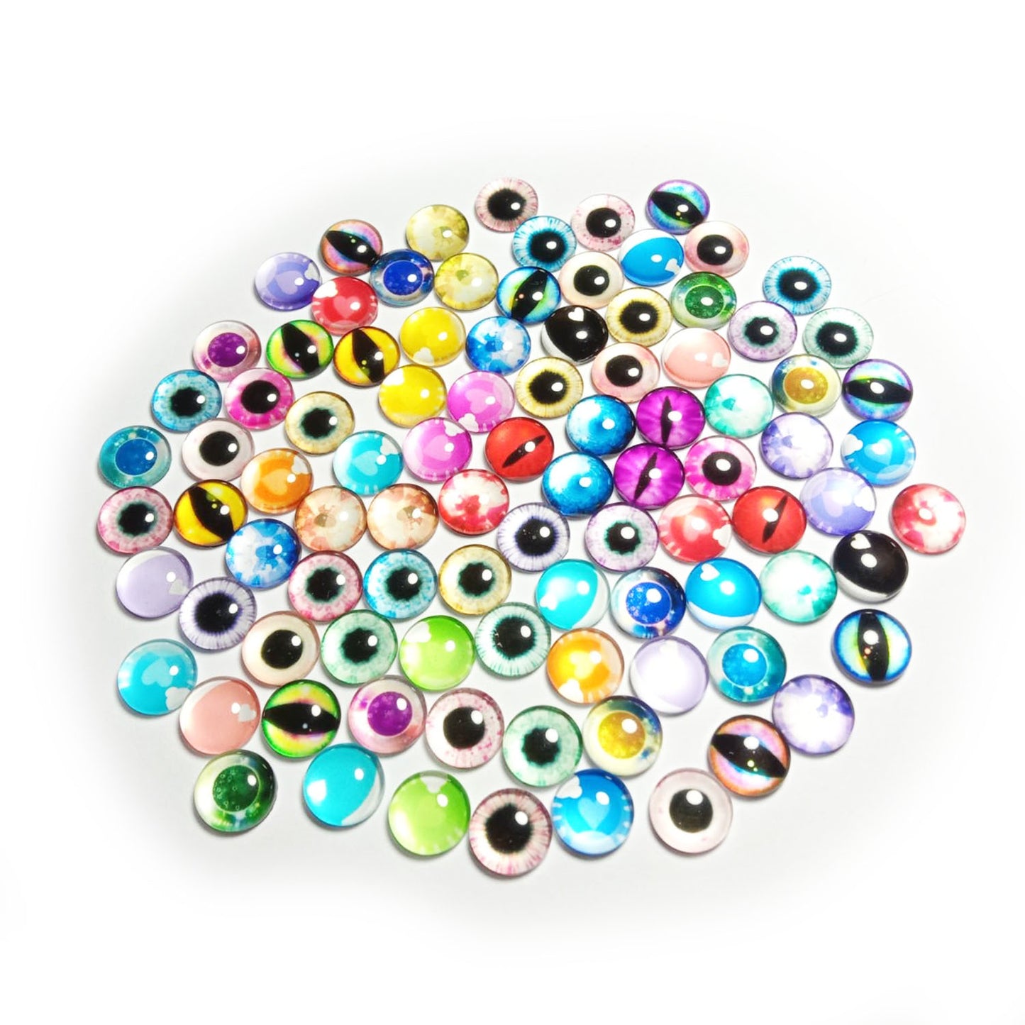 45 Pairs Bright Shiny Colourful 12mm Half Dome Glass Cabochons Flat Back | Asia Sell