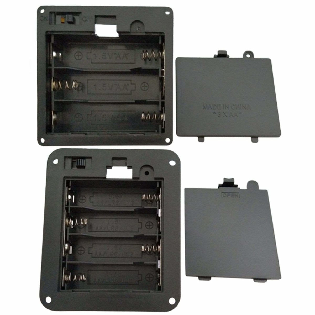 4.5V 2xAA 3xAA 4xAA 6xAA Battery Holder Panel Mount Case with Tabs Switch Lid - 2xAA - Asia Sell
