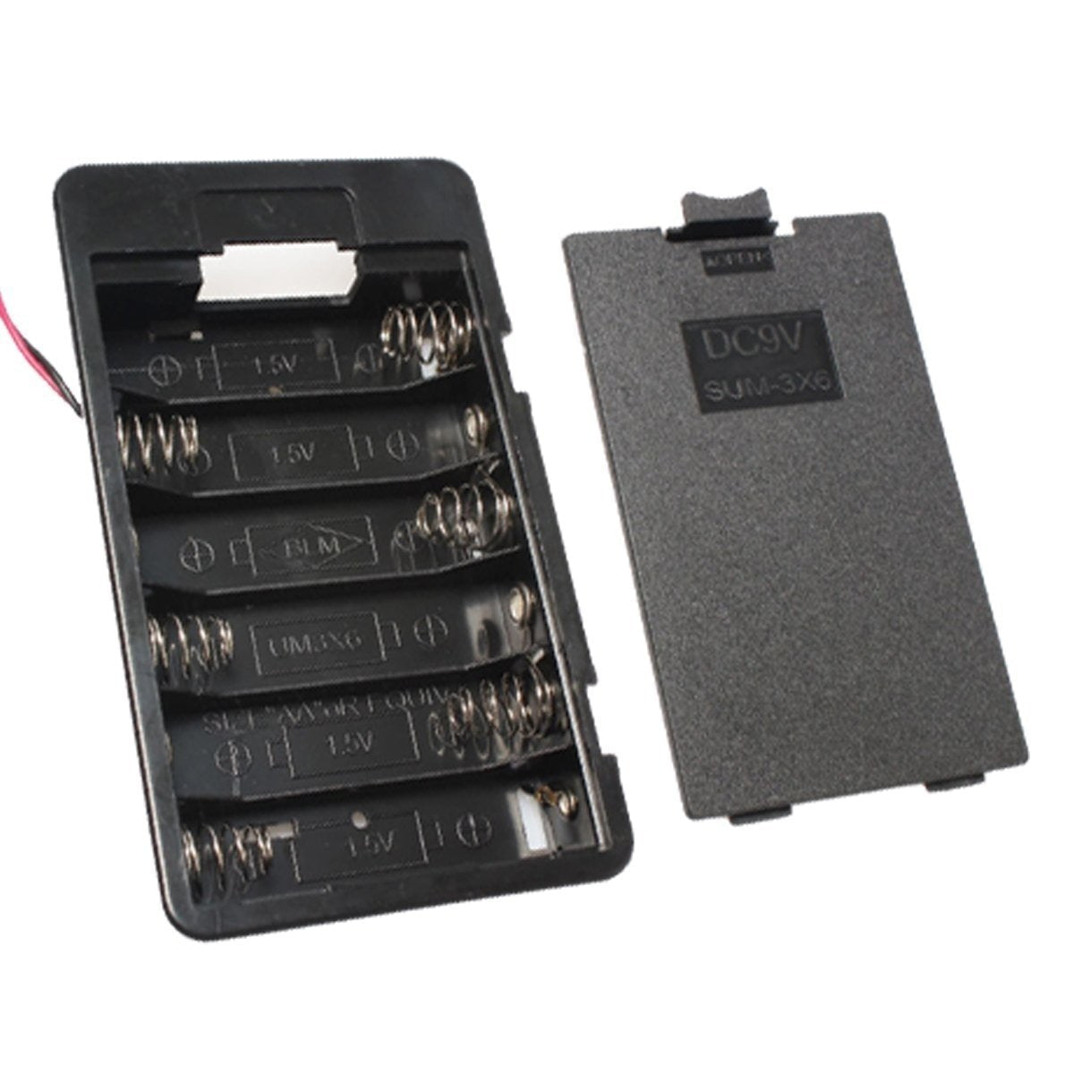 4.5V 2xAA 3xAA 4xAA 6xAA Battery Holder Panel Mount Case with Tabs Switch Lid - 6xAA - - Asia Sell