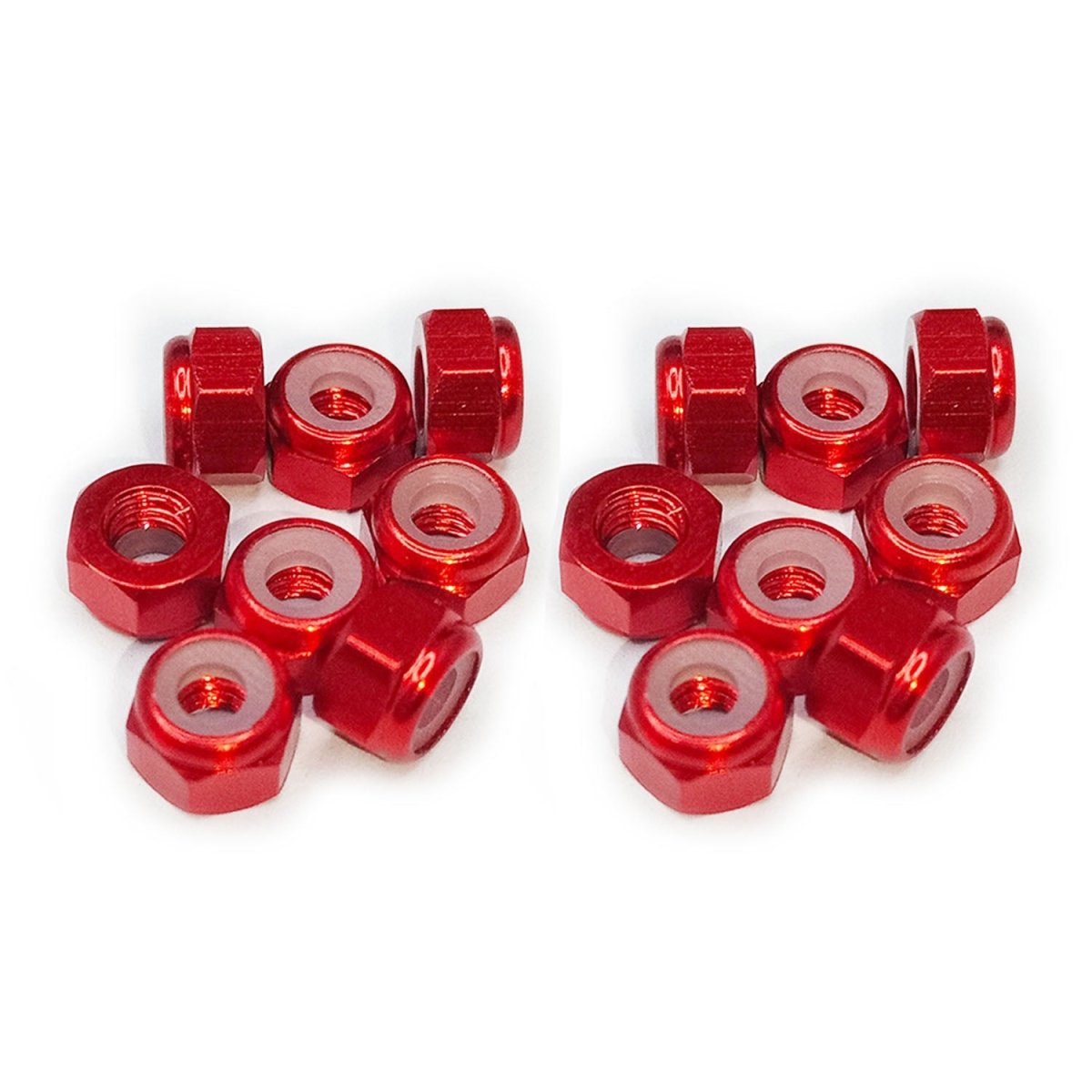 4/8/16pcs 3mm Aluminium Hex Nuts with Plastic Inserts CNC Blue Red - 16pcs - Red - Asia Sell