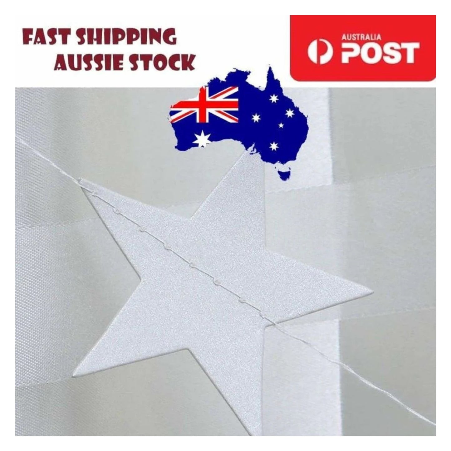 4m 6.8cm SILVER Stars Garlands Christmas Tree Decorations Birthday Wedding Party - - Asia Sell