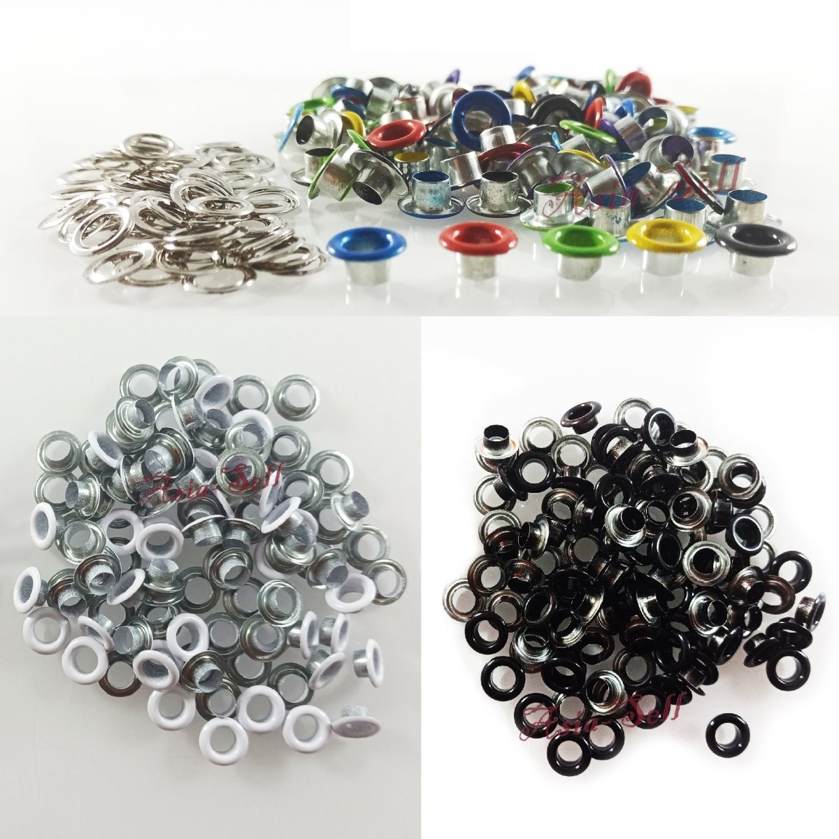 4mm 5mm Eyelets Rivets Metal Buttonholes Buckle Clothing Buttons Mixed Colours Painted Black White Craft - 20PCS 4mm Mixed - Asia Sell