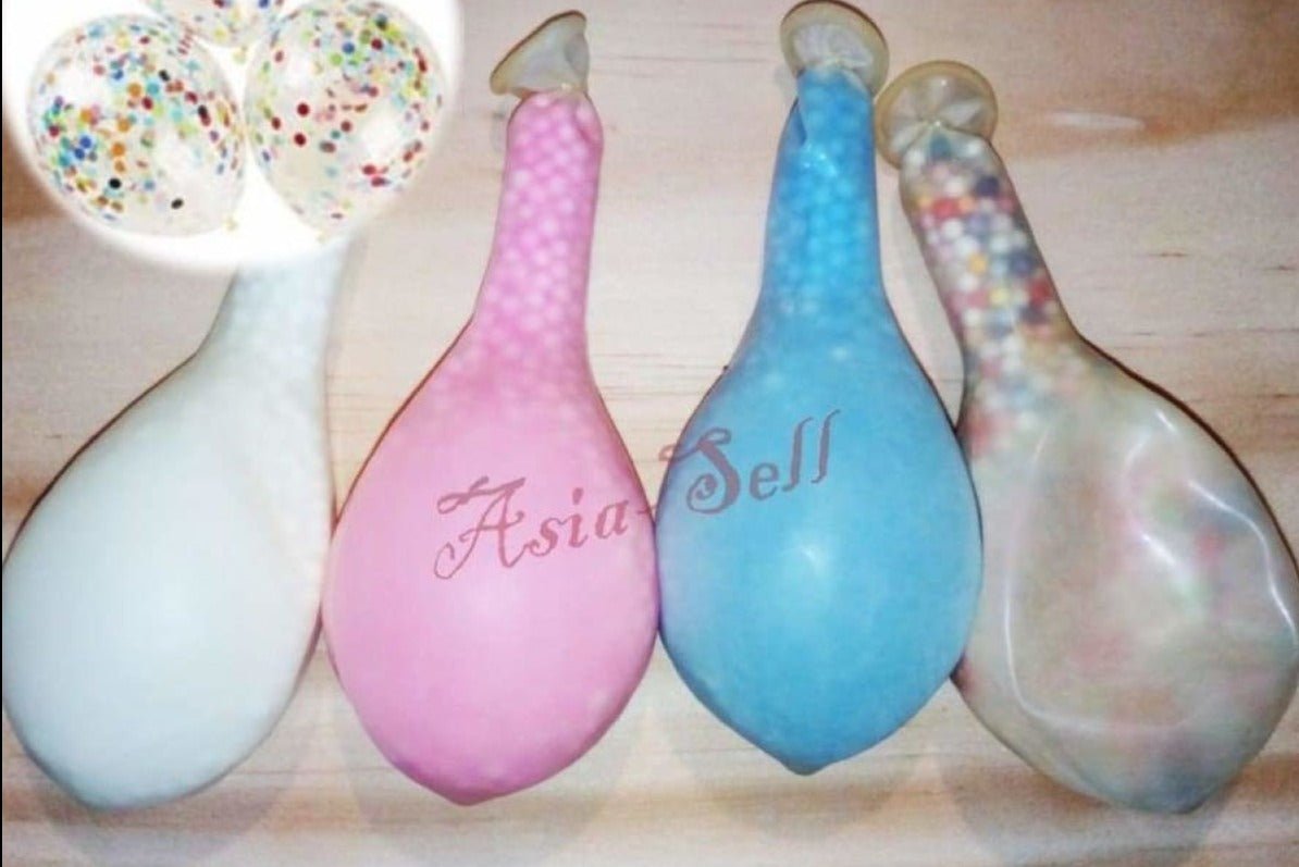 4pcs 12 Inch Transparent Confetti Balloons Balloon Round Pink White Blue - - Asia Sell