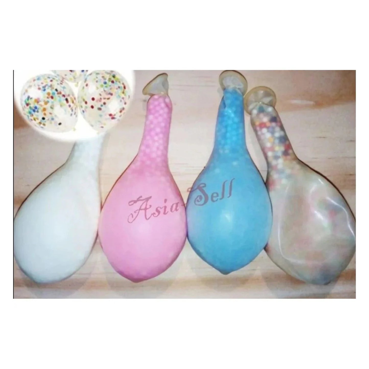 4pcs 12 Inch Transparent Confetti Balloons Balloon Round Pink White Blue - - Asia Sell