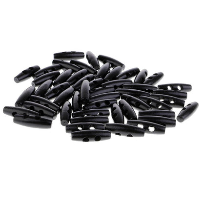 4pcs / 20pcs Wood Sewing Horn Toggle Buttons Hat String Cord Pull Cloth Accessories 2 Holes - 4pcs - Black - Asia Sell