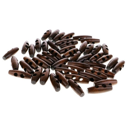 4pcs / 20pcs Wood Sewing Horn Toggle Buttons Hat String Cord Pull Cloth Accessories 2 Holes - 4pcs - Brown Coffee - Asia Sell
