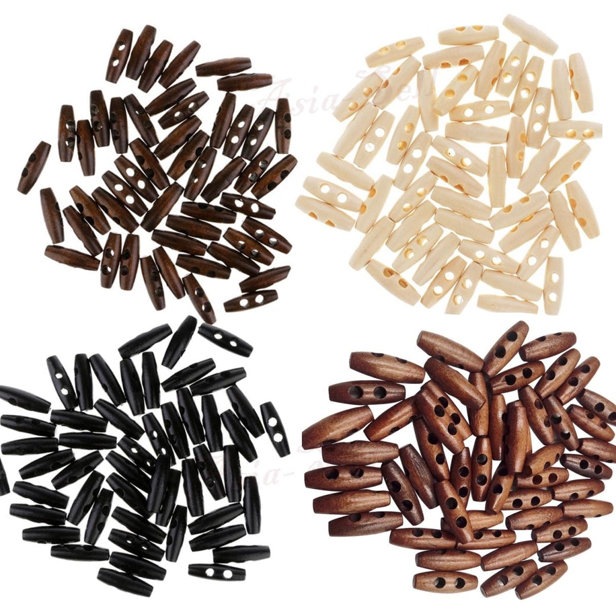 4pcs / 20pcs Wood Sewing Horn Toggle Buttons Hat String Cord Pull Cloth Accessories 2 Holes - 4pcs - Mixed - Asia Sell