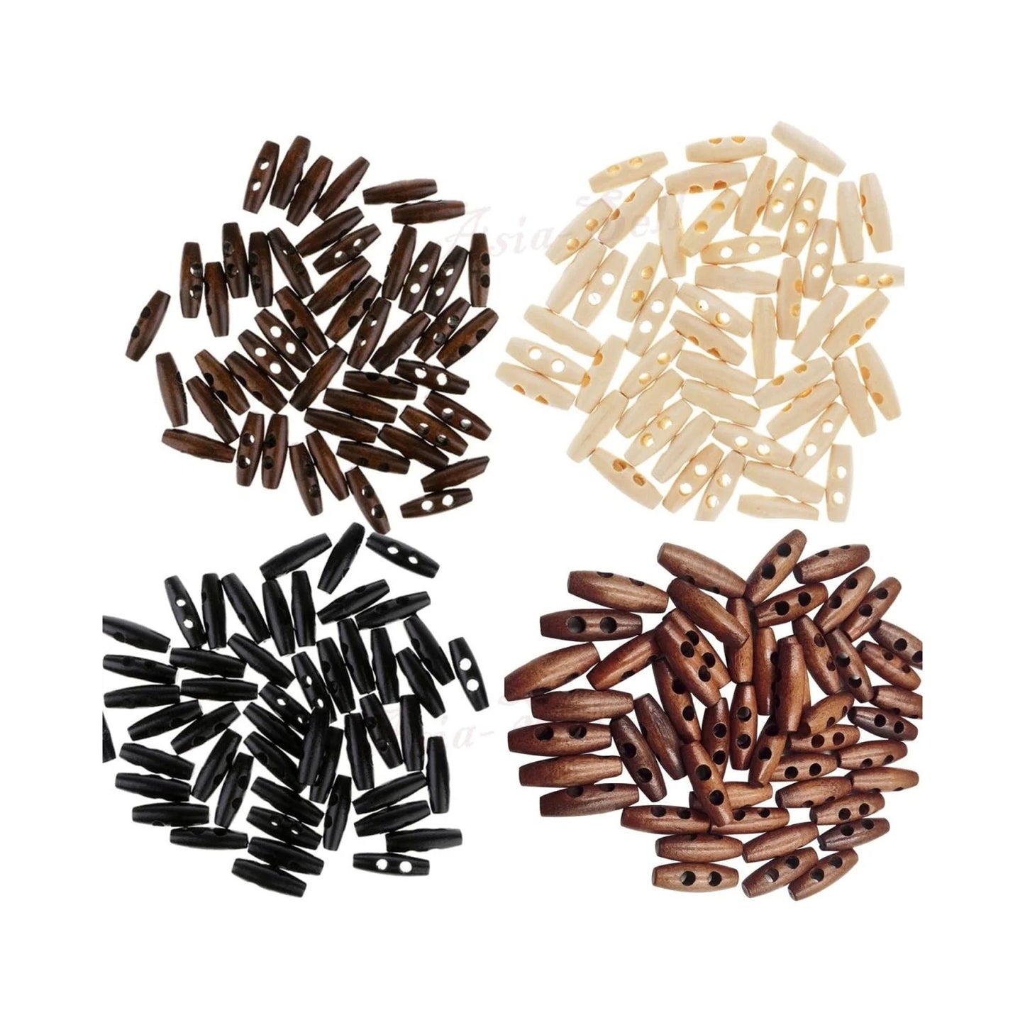 4pcs / 20pcs Wood Sewing Horn Toggle Buttons Hat String Cord Pull Cloth Accessories 2 Holes - 4pcs - Mixed - Asia Sell