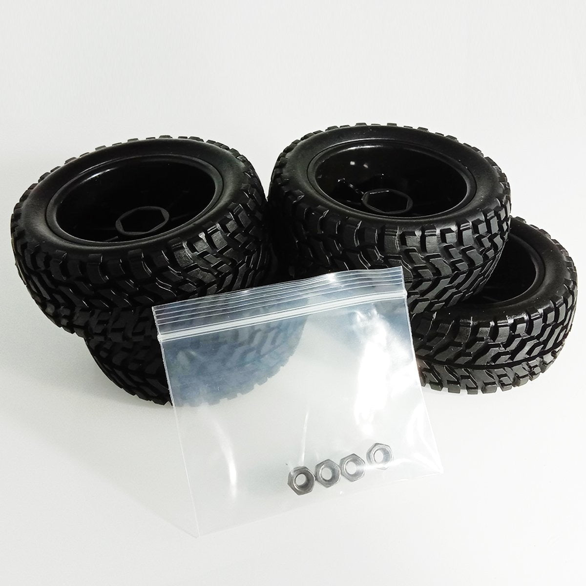 4pcs 2.99 inch / 76mm Rubber 1:10 RC Rally Car Tires & Wheel Rims Set M4 Locknut 12mm Hex Hub RC Car - - Asia Sell