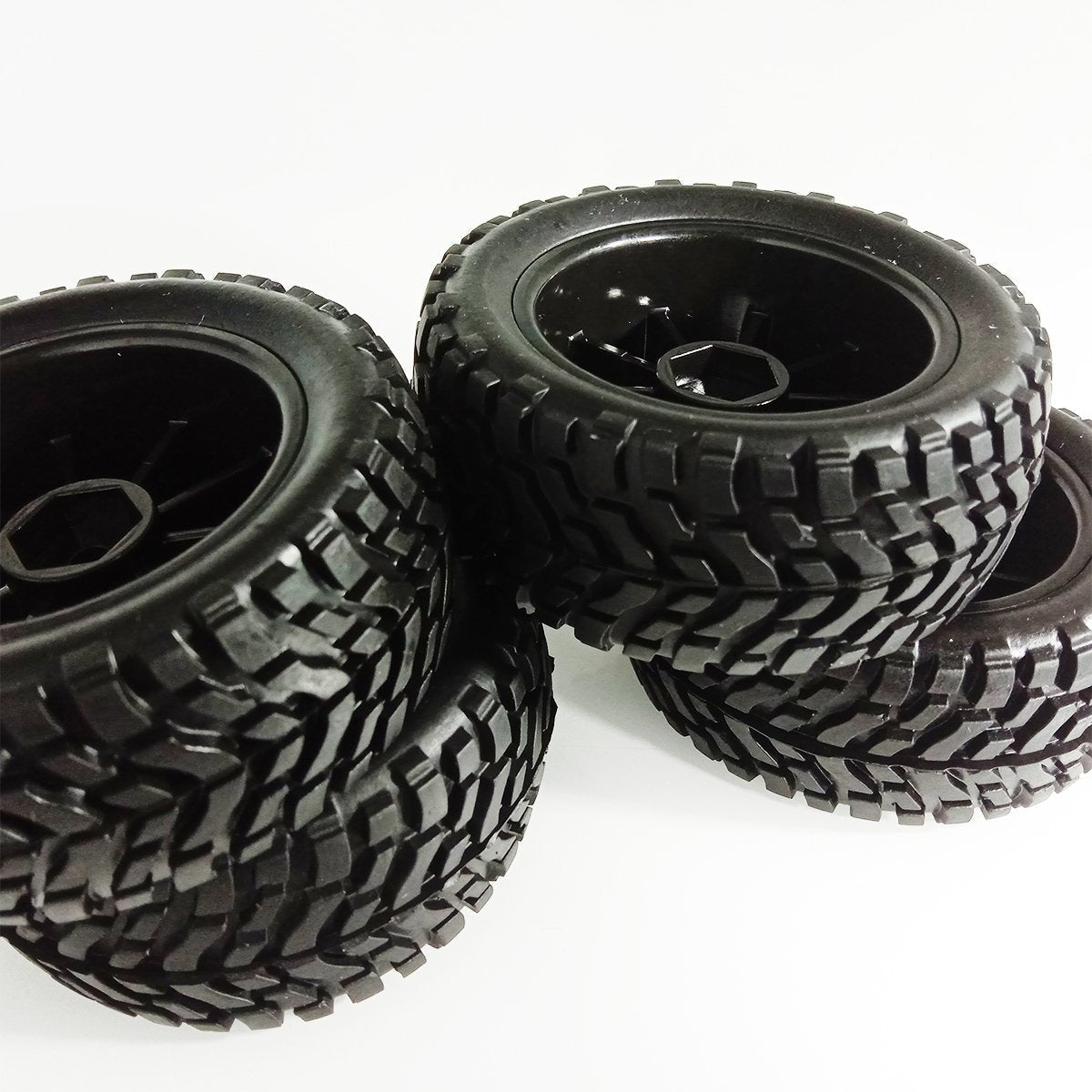 4pcs 2.99 inch / 76mm Rubber 1:10 RC Rally Car Tires & Wheel Rims Set M4 Locknut 12mm Hex Hub RC Car - - Asia Sell