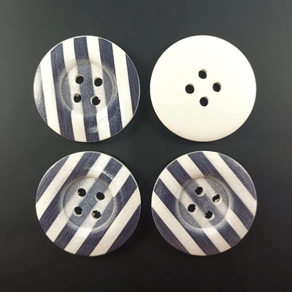 4pcs 50mm Painted Wooden Buttons 4-Hole Coat Boots Upholstery Flower Butterfly Clothes - 10. Black and White Stripes - Asia Sell