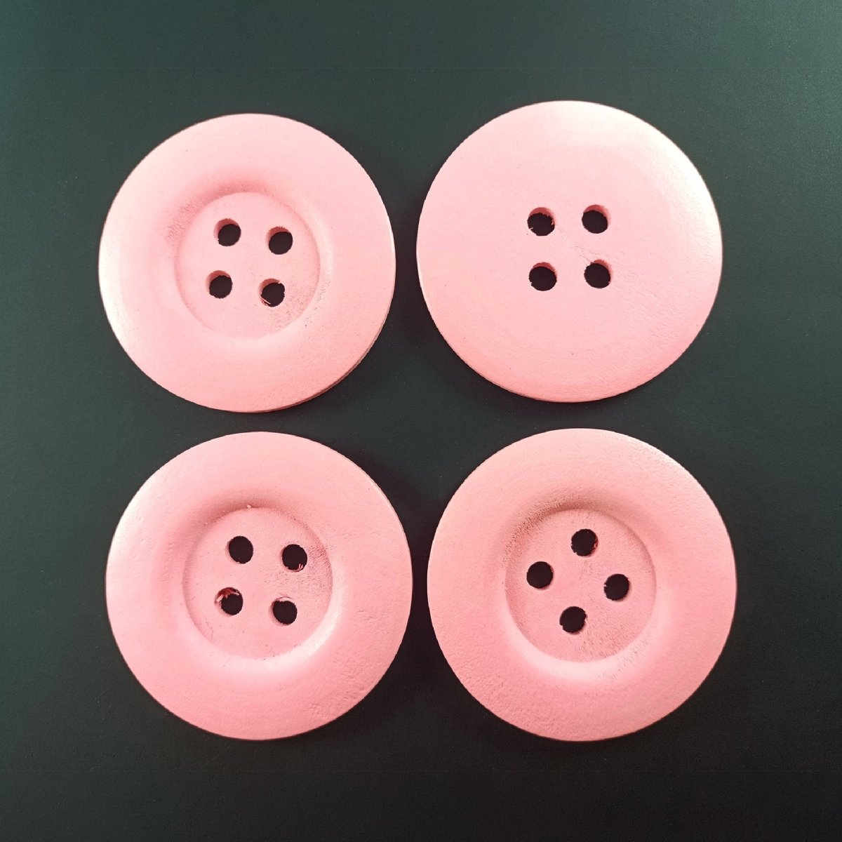 4pcs 50mm Painted Wooden Buttons 4-Hole Coat Boots Upholstery Flower Butterfly Clothes - 2. Pink - Asia Sell