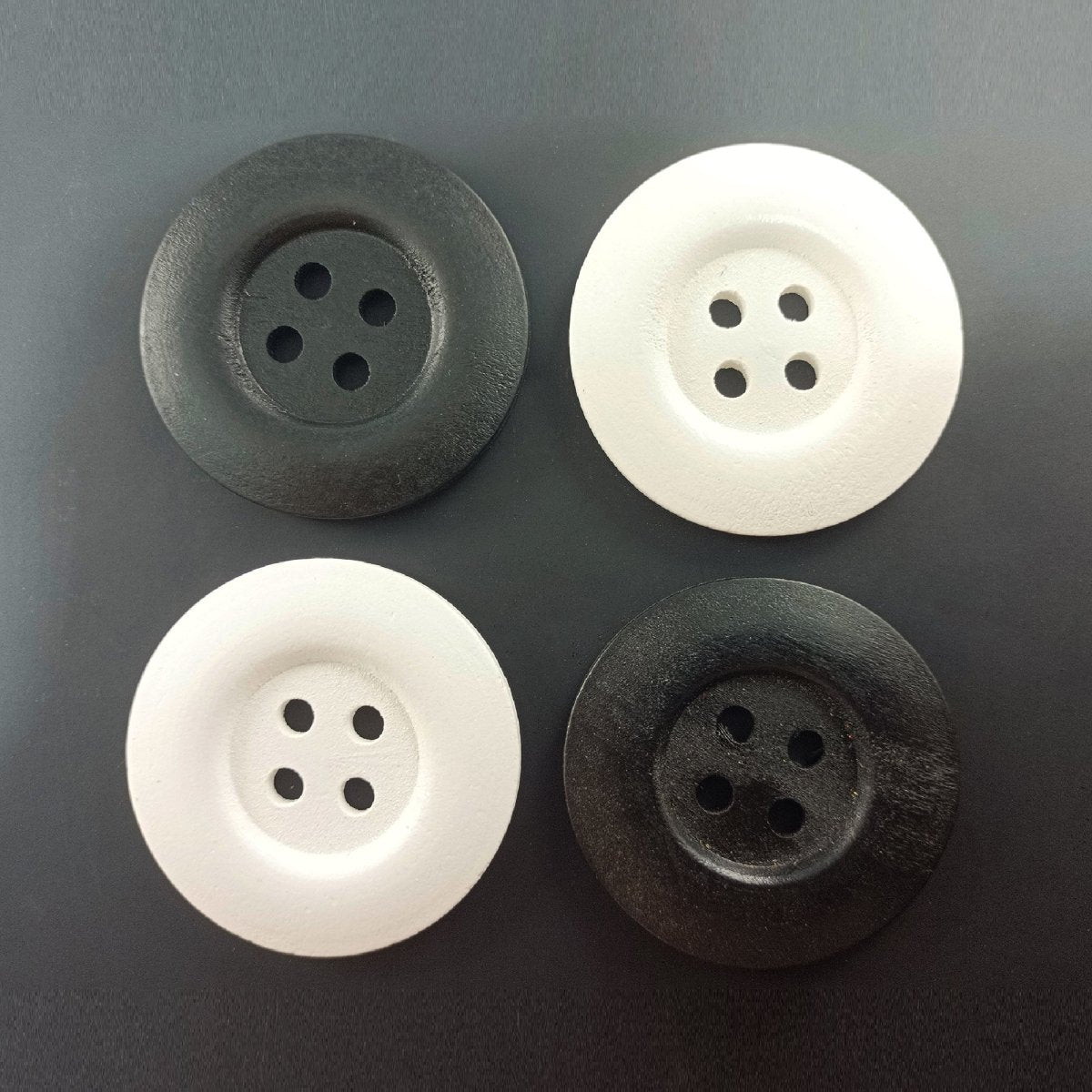 4pcs 50mm Painted Wooden Buttons 4-Hole Coat Boots Upholstery Flower Butterfly Clothes - 3. Black and White - Asia Sell