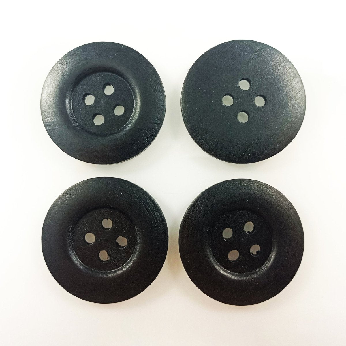 4pcs 50mm Painted Wooden Buttons 4-Hole Coat Boots Upholstery Flower Butterfly Clothes - 4. Black - Asia Sell