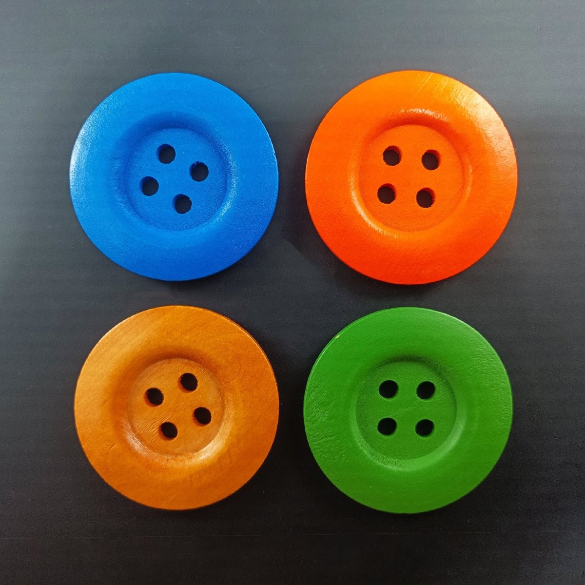 4pcs 50mm Painted Wooden Buttons 4-Hole Coat Boots Upholstery Flower Butterfly Clothes - 7. Blue Orange Brown Green - Asia Sell