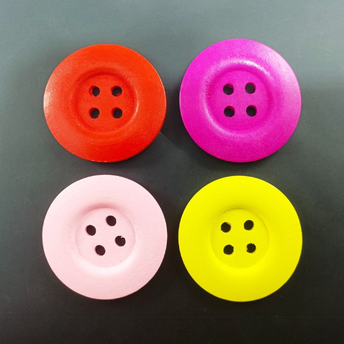 4pcs 50mm Painted Wooden Buttons 4-Hole Coat Boots Upholstery Flower Butterfly Clothes - 8. Red Pink Yellow - Asia Sell