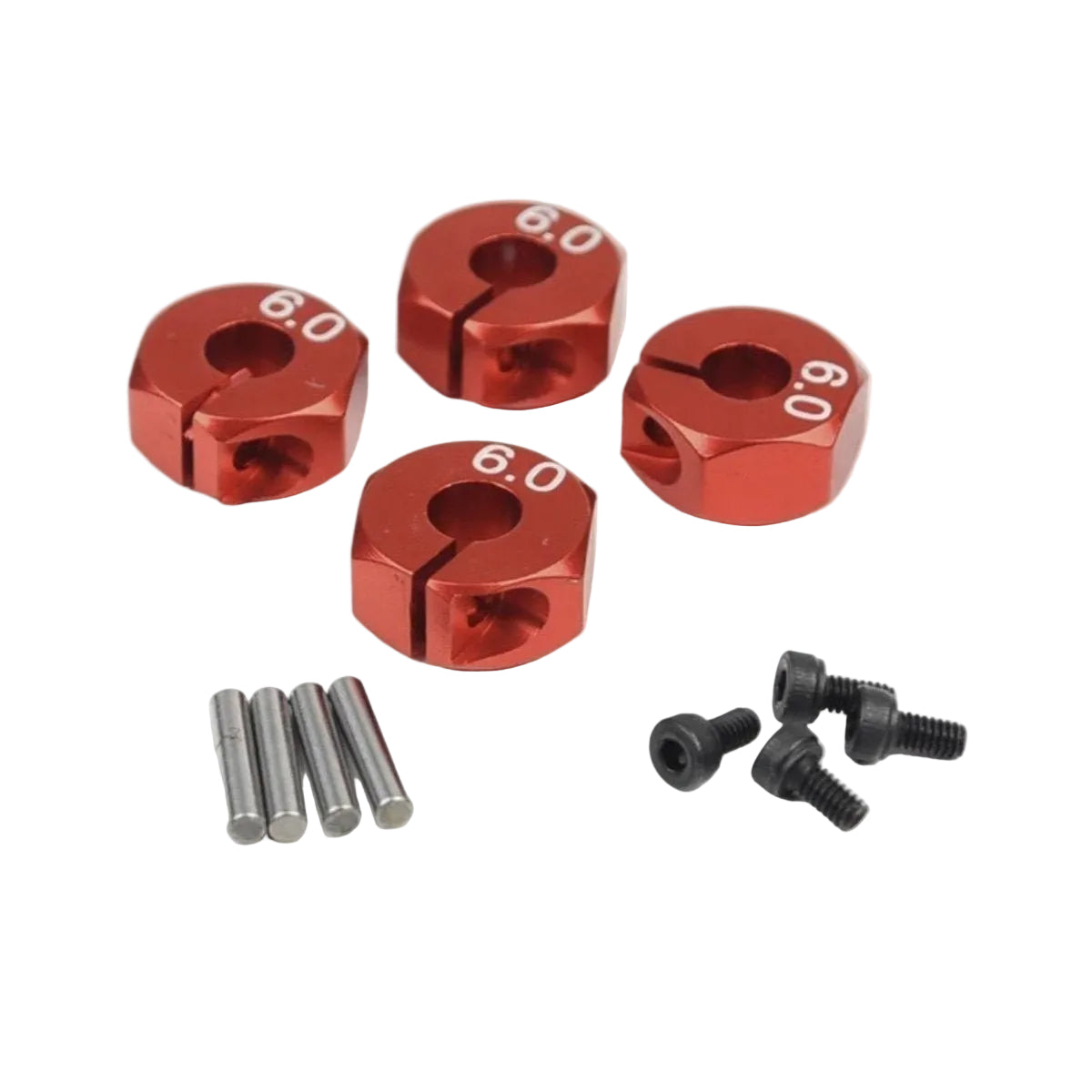 4pcs 6.0mm Red RC Car Wheel Hex Nut 12mm Hub Adaptor 1/10 4WD SCX10 Drive - - Asia Sell