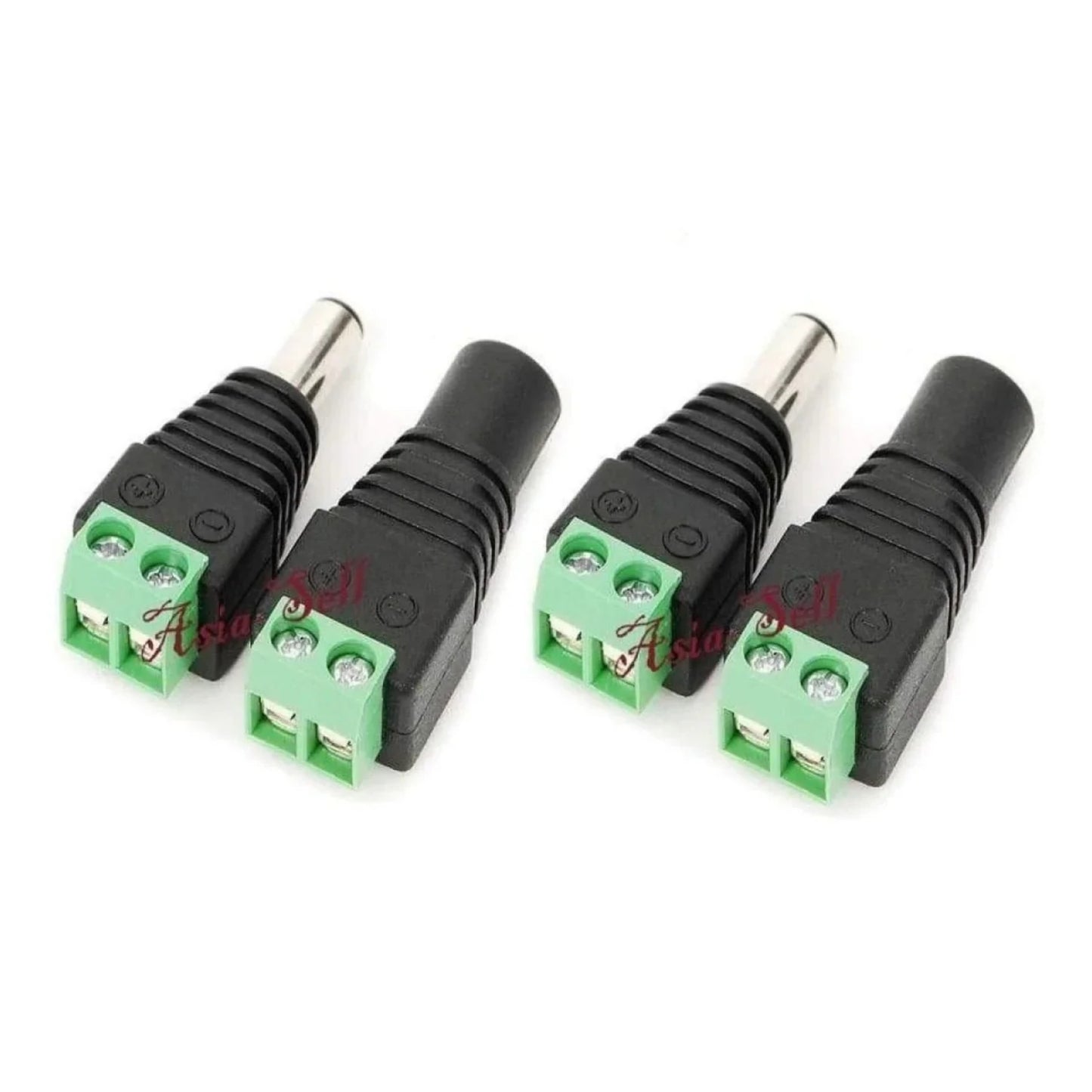 4pcs Female / Male 5.5x2.1mm DC Power Plug Jack Adaptor Connector for CCTV LED - - Asia Sell