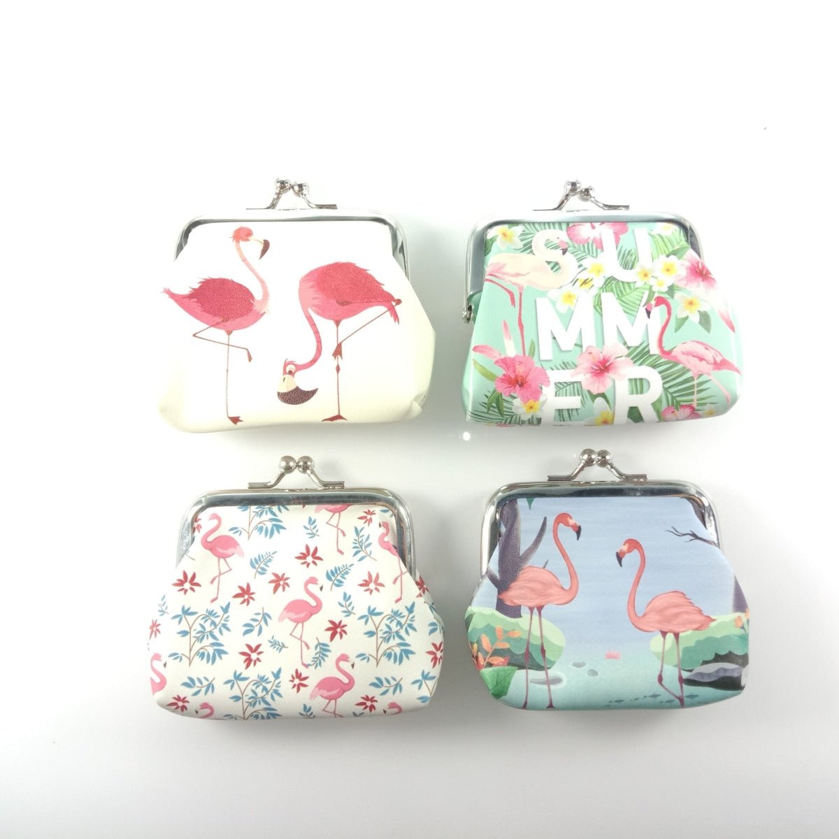4pcs Flamingo Coin Purse Coin Wallet Snap Clip Closing Bags Women's 8.5x8cm Pouch Bags - - Asia Sell