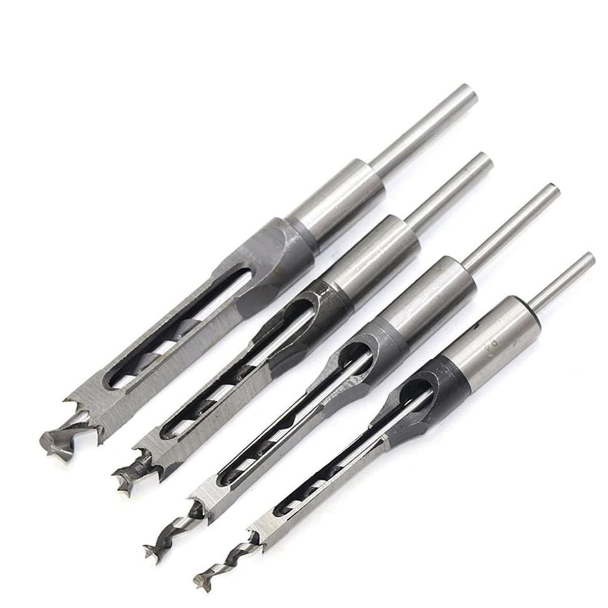 4pcs Set Square Hole Extended Drill HSS Twist Drill Bits Woodworking Drill Tools Kit Set Square Auger Mortising Chisel Drill Set - - Asia Sell