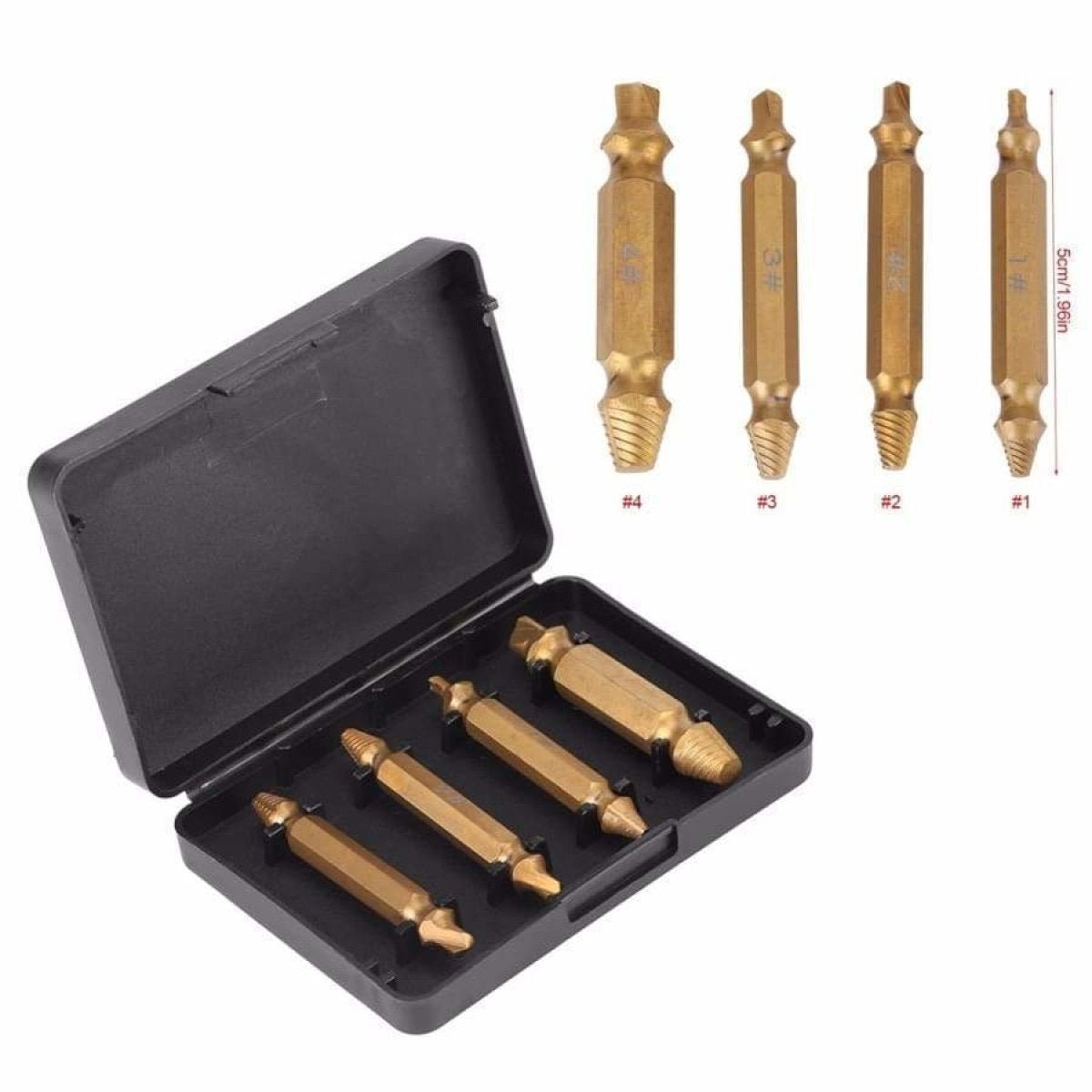 4x Titanium Broken Bolt Damaged Screw Remover Extractor Drill Bits Stud Reverse Tool - - Asia Sell