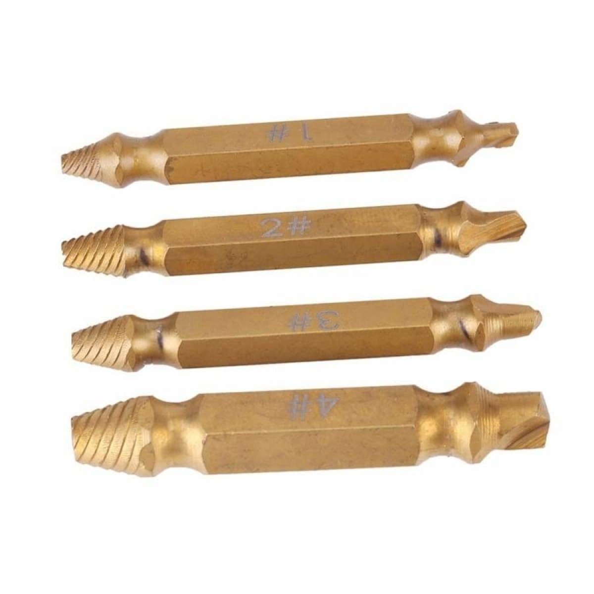 4x Titanium Broken Bolt Damaged Screw Remover Extractor Drill Bits Stud Reverse Tool - - Asia Sell