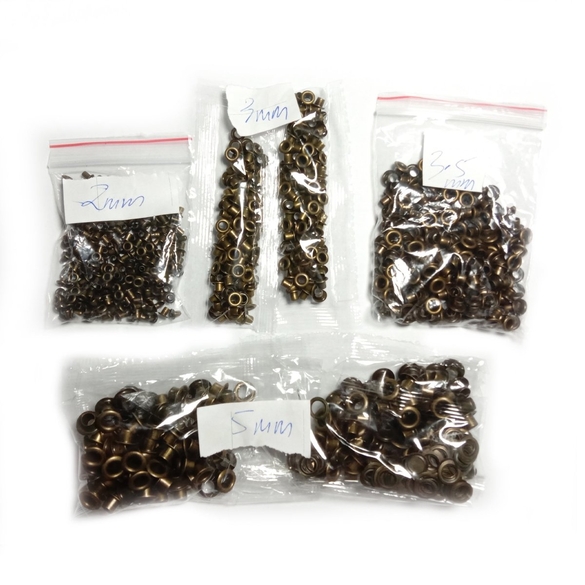 4x200pcs Set of 2mm 3mm 3.5mm 5mm Deep Eyelets For Belts No Washers Metal Buttonholes Buckle Clothing Buttons Bronze Craft - - Asia Sell