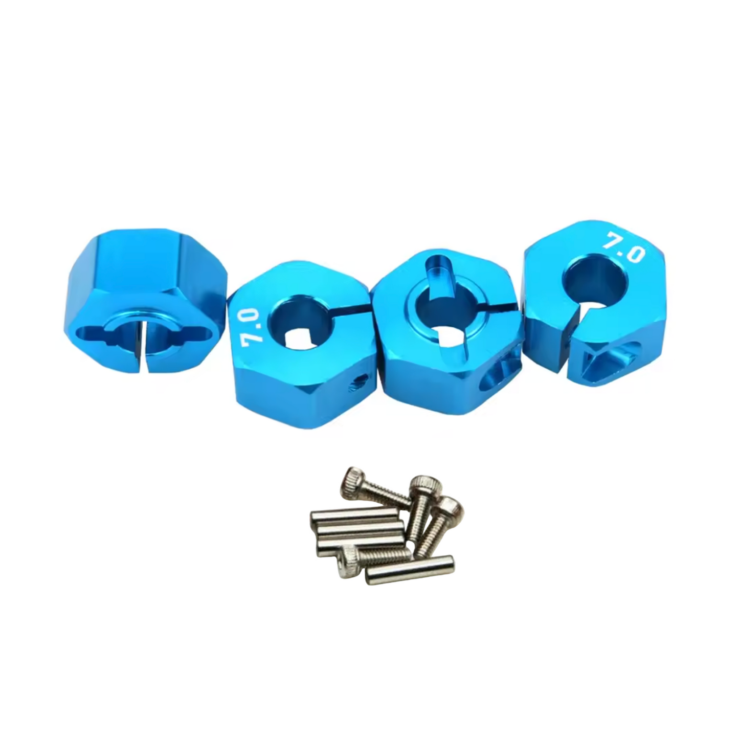 4pcs 7.0mm Light Blue RC Car Wheel Hex Nut 12mm Hub Adaptor 1/10 4WD SCX10 Drive