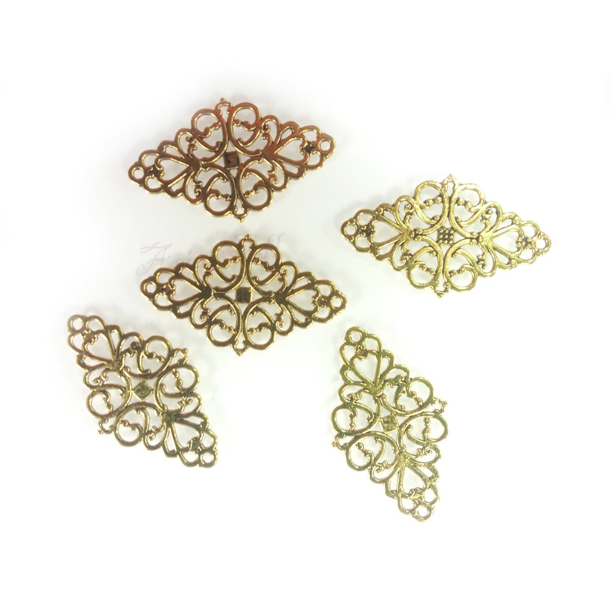 5-20pcs Pendant Charms Jewellery Making Infinity Filigree Love Connector Angel Wings Clover Gold Silver Bronze Brass Colour Shape - 5x Filigree Brass Colour - Asia Sell