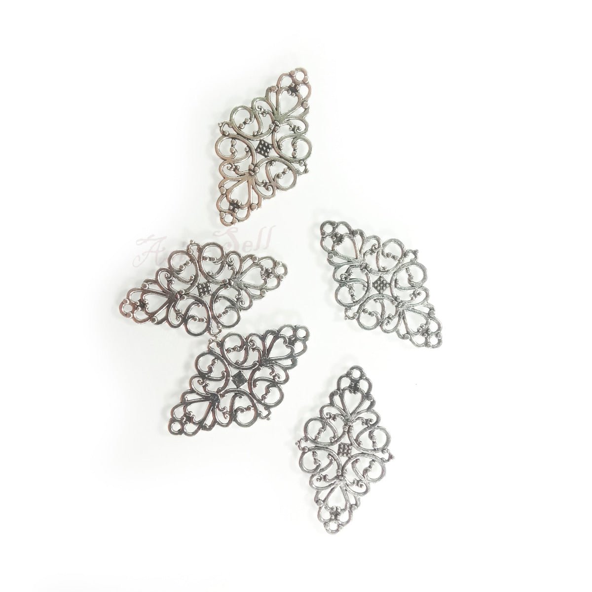 5-20pcs Pendant Charms Jewellery Making Infinity Filigree Love Connector Angel Wings Clover Gold Silver Bronze Brass Colour Shape - 5x Filigree Silver Colour - Asia Sell
