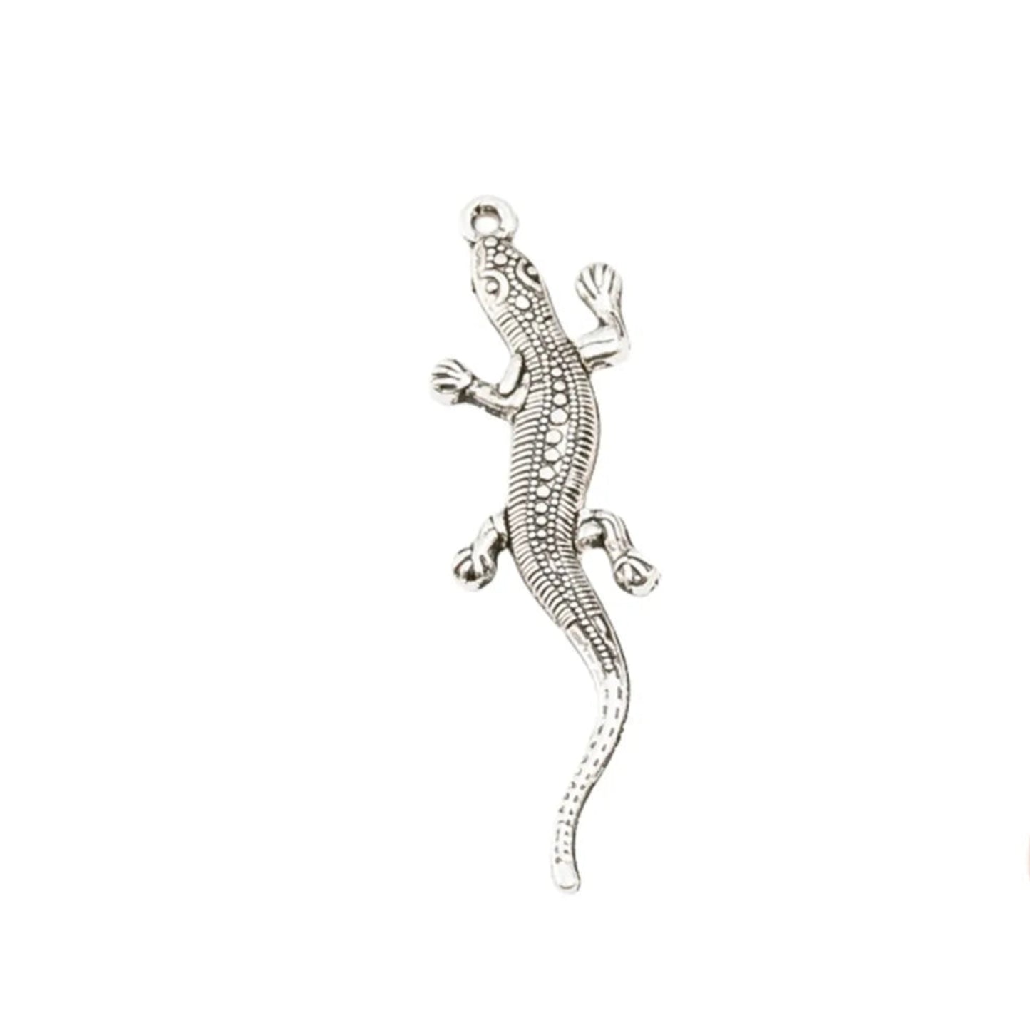 5-20pcs Gecko Vintage Zinc Alloy Charm Metal Pendant 56mm DIY | Silver | Asia Sell