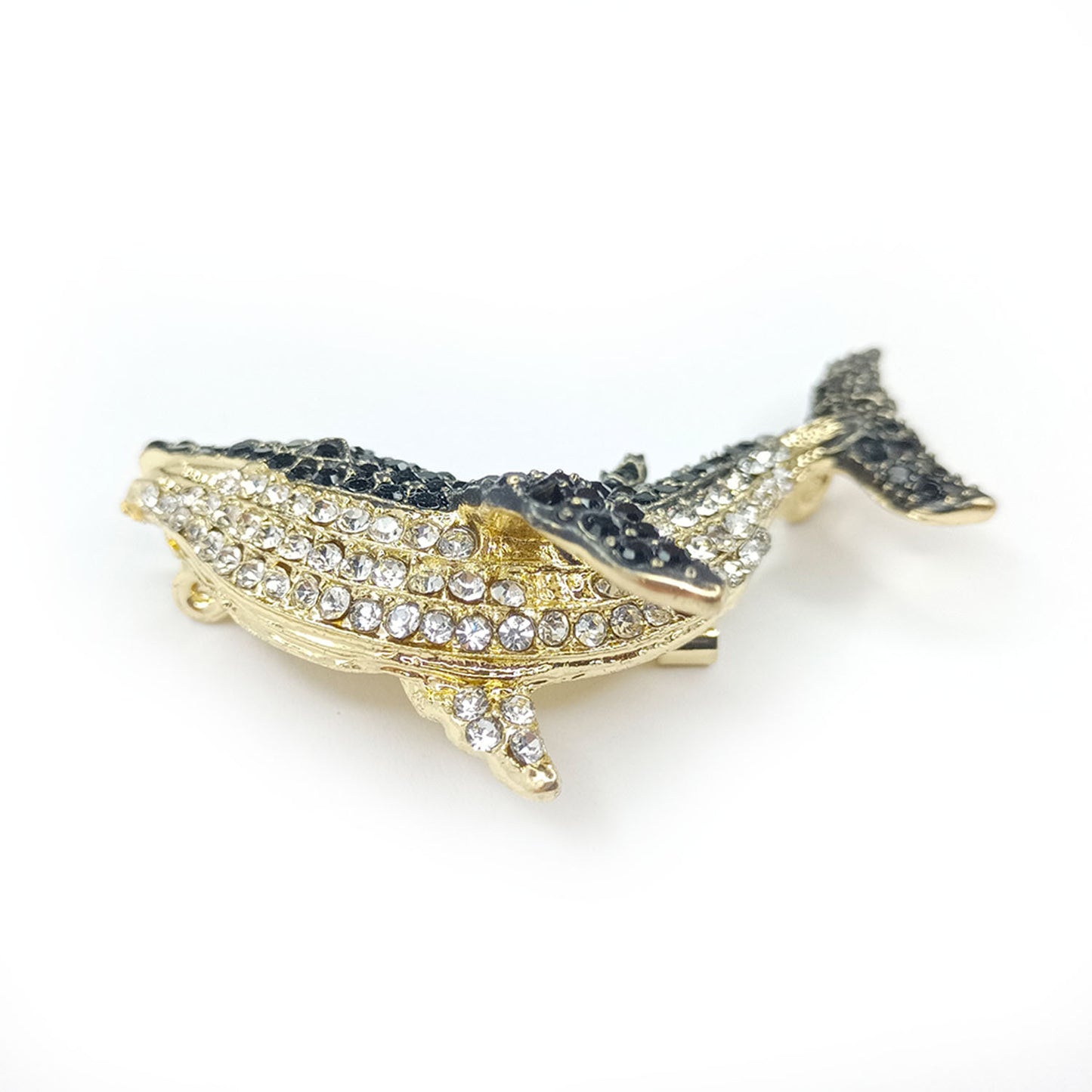 5.5cm Fashion Vintage Whale Brooch Pin Backed Black Dolphin Pendant Brooch Crystal Rhinestone 5.5cm