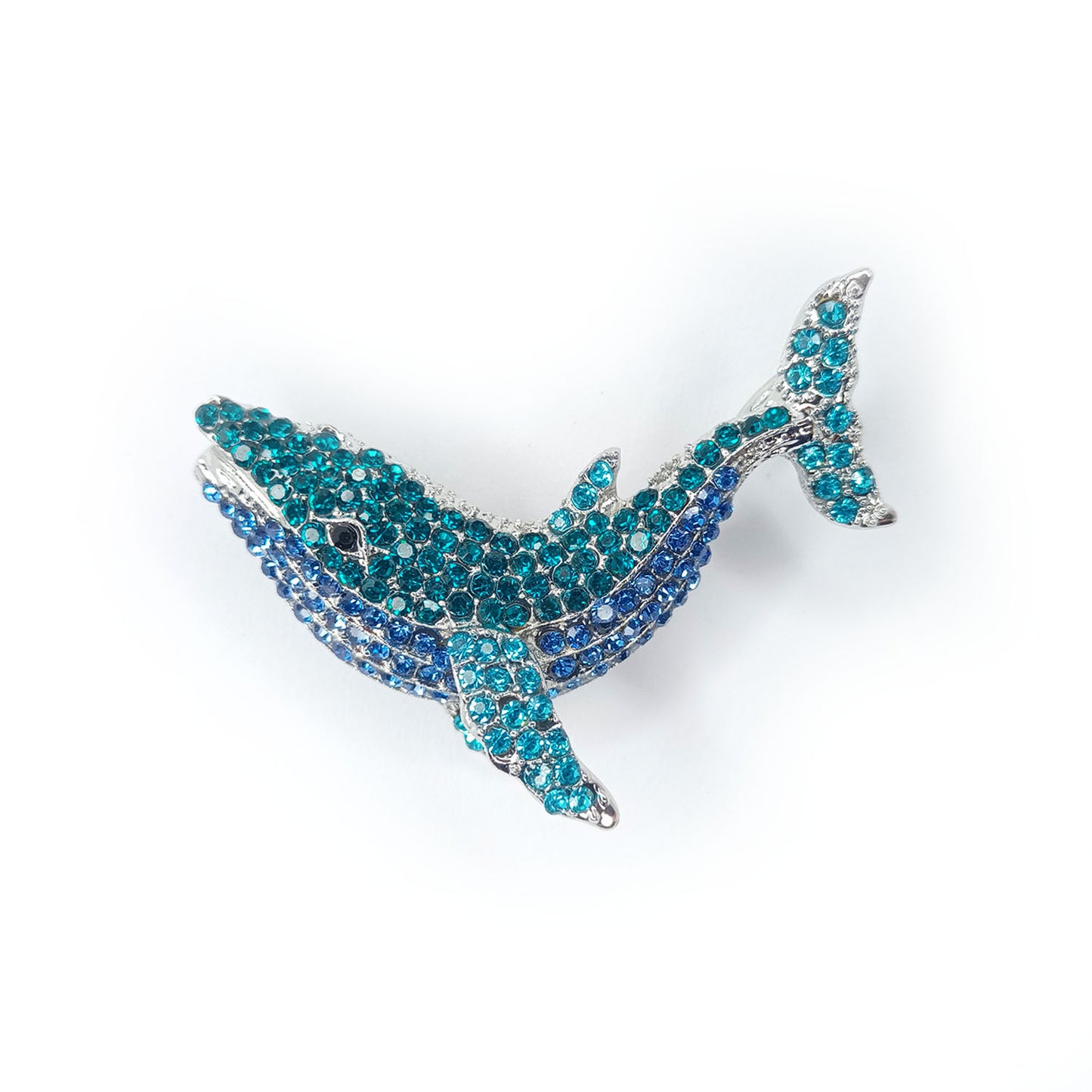 5.5cm Fashion Vintage Whale Brooch Pin Backed Black Dolphin Pendant Brooch Crystal Rhinestone 5.5cm