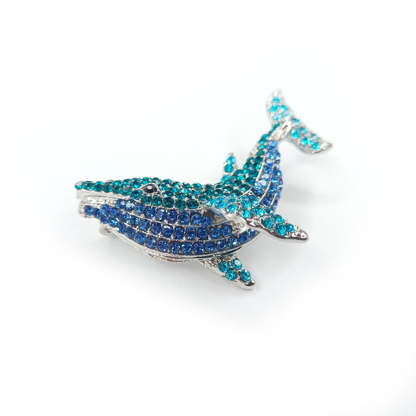 5.5cm Fashion Vintage Whale Brooch Pin Backed Black Dolphin Pendant Brooch Crystal Rhinestone 5.5cm