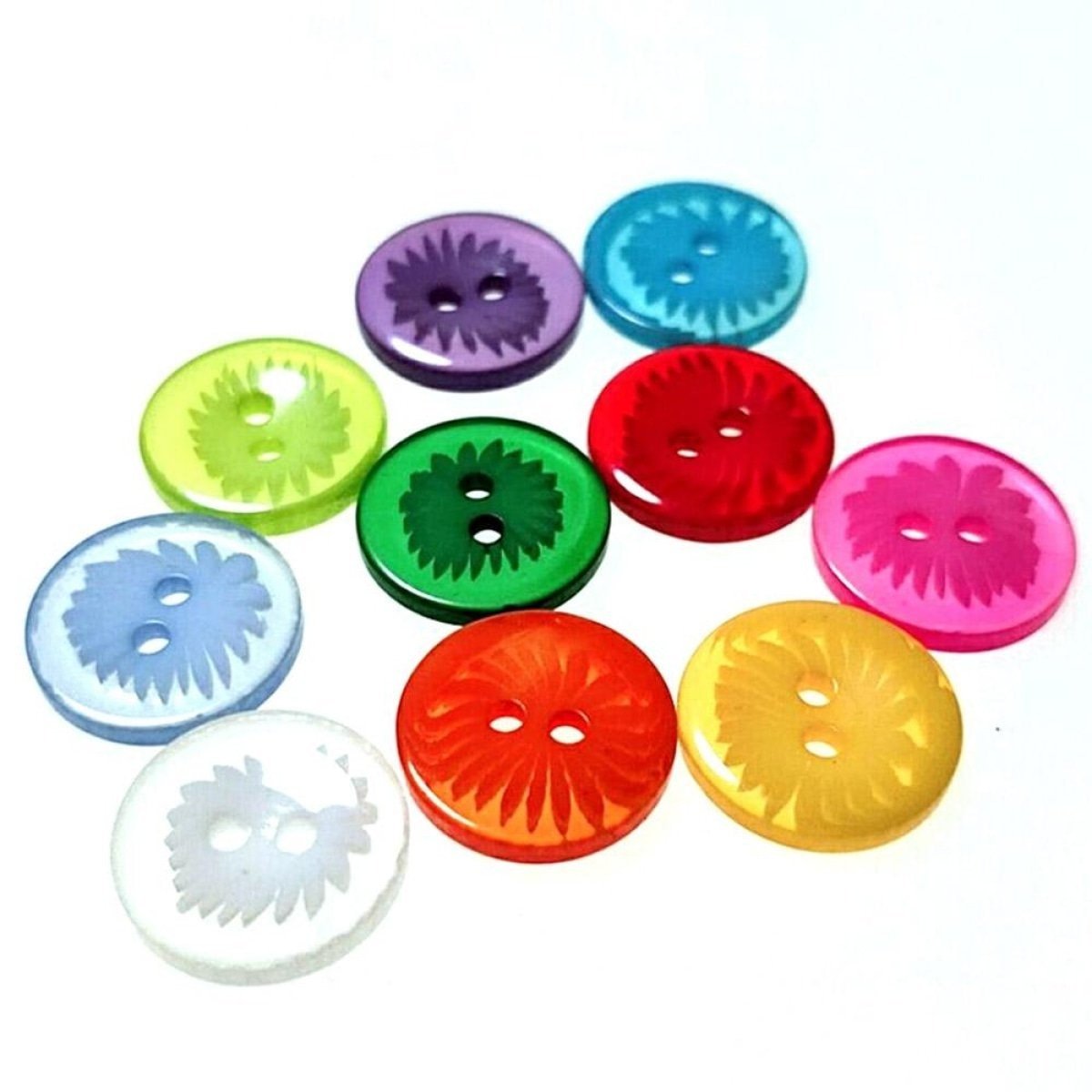 50-1000pcs 13mm 2 Hole Buttons Pattern Mixed Children's Clothing Sewing - 100 - Asia Sell
