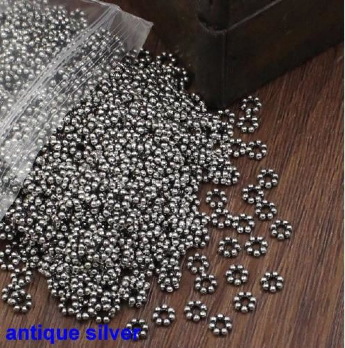 500pcs 5mm Spacer Metal Beads Zinc Alloy Connected Balls Round Beads 2mm Hole DIY Jewellery Making Accessories - Antique Silver - Asia Sell