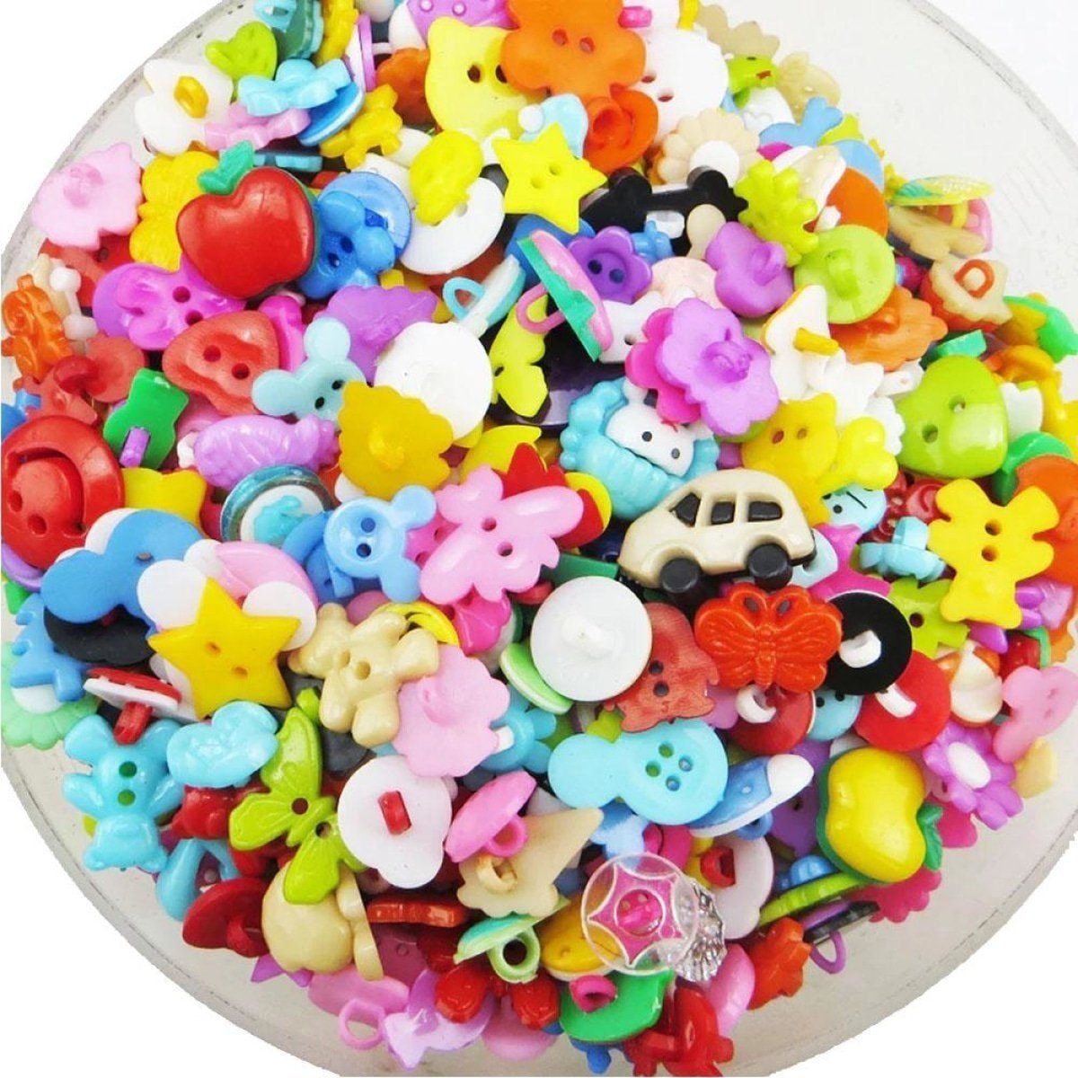 50/100pcs Mixed Shapes Buttons and Brooches for Kids Clothing Plastic Colourful Sewing - 50pcs Set B - Asia Sell