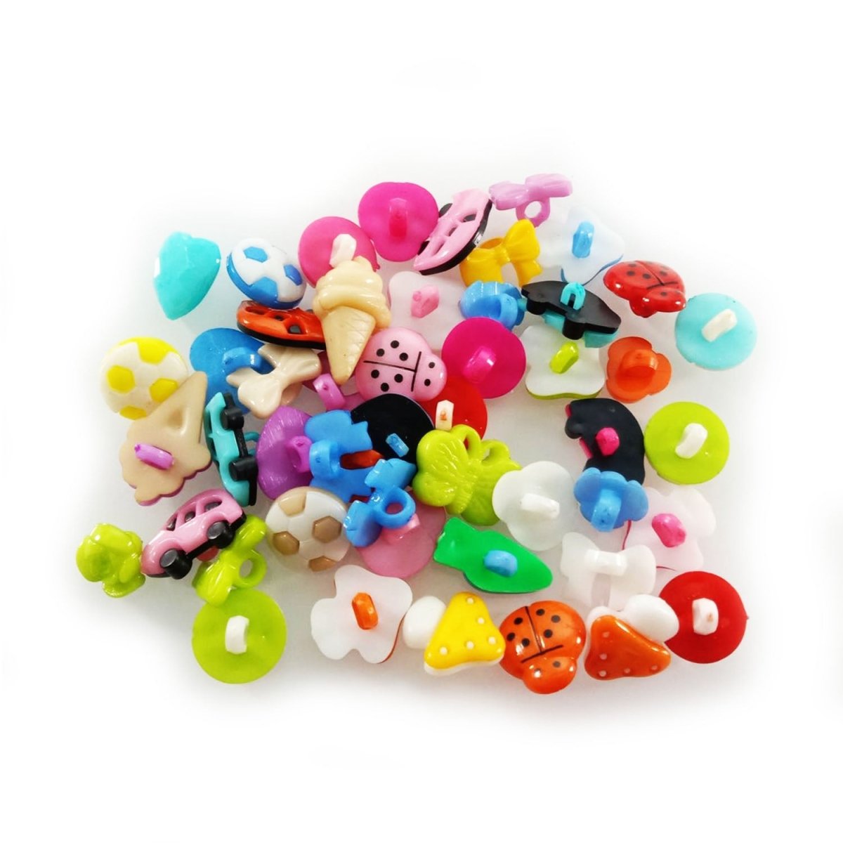 50/100pcs Mixed Shapes Buttons and Brooches for Kids Clothing Plastic Colourful Sewing - 50pcs Set C - Asia Sell