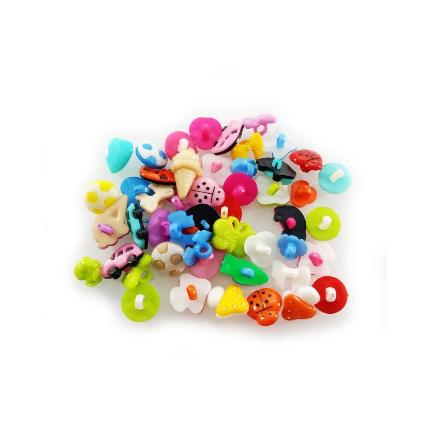 50/100pcs Mixed Shapes Buttons and Brooches for Kids Clothing Plastic Colourful Sewing - 50pcs Set C - Asia Sell