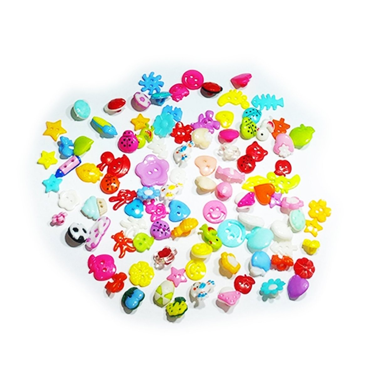 50/100pcs Mixed Shapes Buttons and Brooches for Kids Clothing Plastic Colourful Sewing - 80-100pcs Set A - Asia Sell