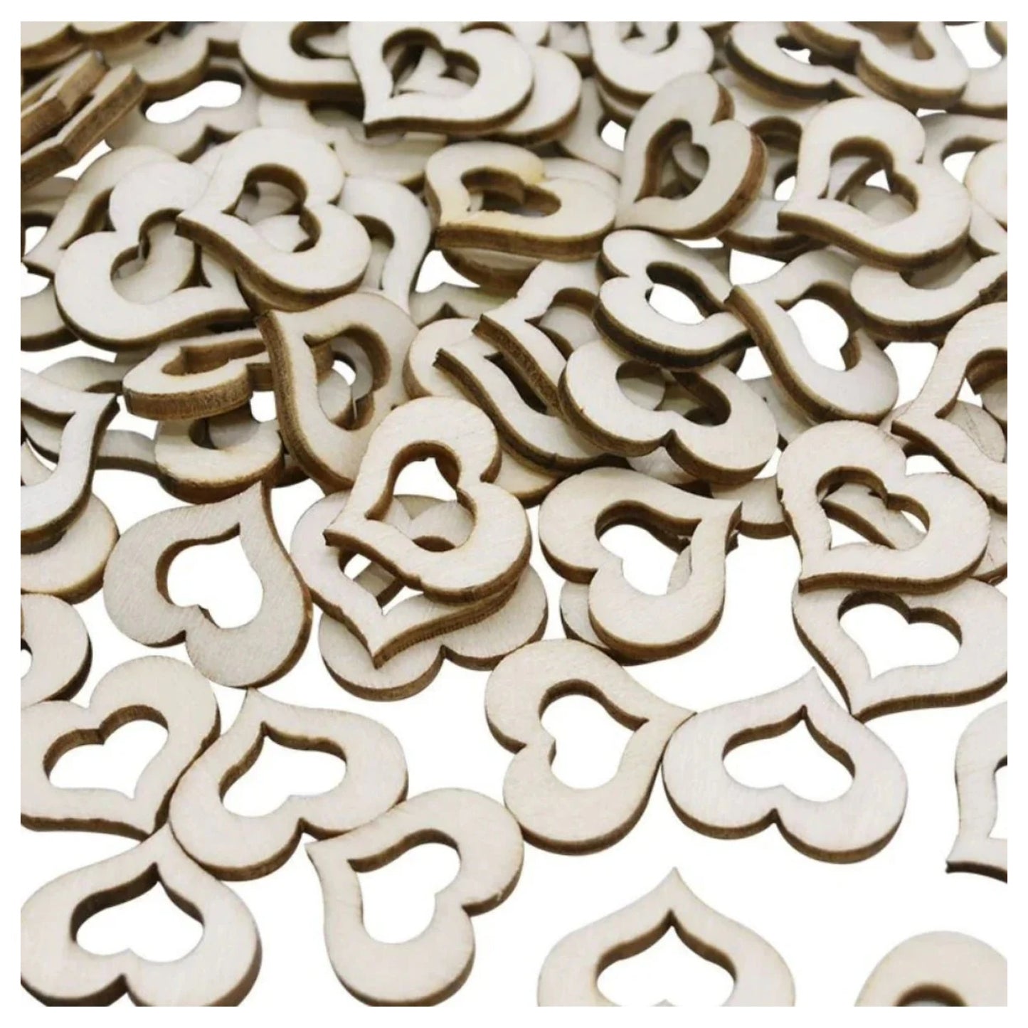 50/100pcs Rustic Wooden Pieces Wood Love Heart Confetti Table Decoration Wedding Table Scatter DIY - 100pcs 10mm - Asia Sell
