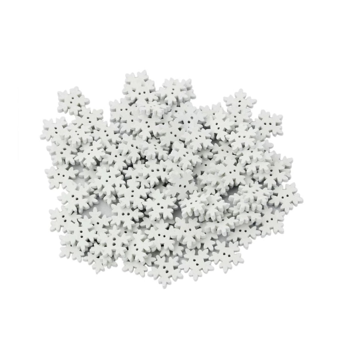 50/100pcs Wooden Buttons 2 Holes Chrysanthemum SunFlower Flower Snow Flake Sewing Button - 50x 18mm Snow White - - Asia Sell