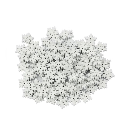 50/100pcs Wooden Buttons 2 Holes Chrysanthemum SunFlower Flower Snow Flake Sewing Button - 50x 18mm Snow White - - Asia Sell