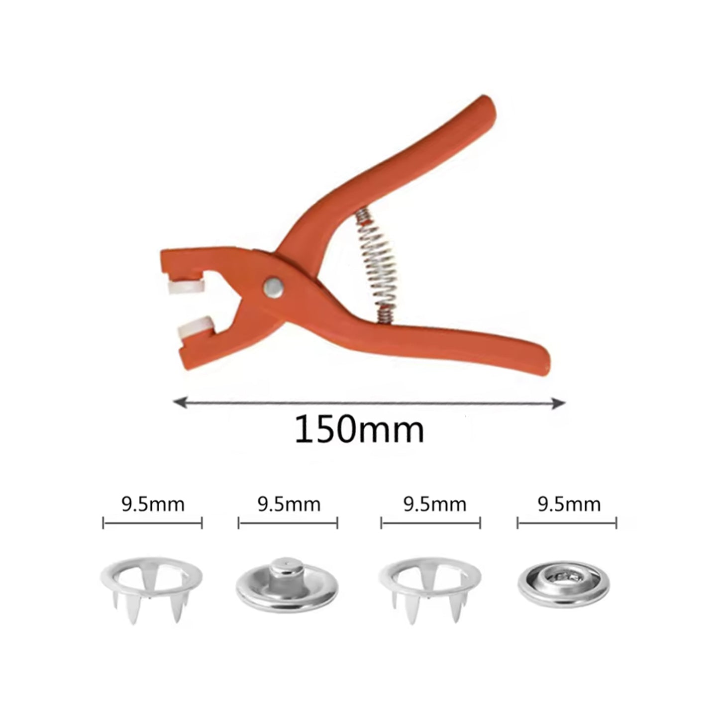 50 Sets Metal Snaps Buttons with Fastener Pliers Press Tool Kit for for Sewing and Crafting Diy Craftsmanship | Measurements | Asia Sell